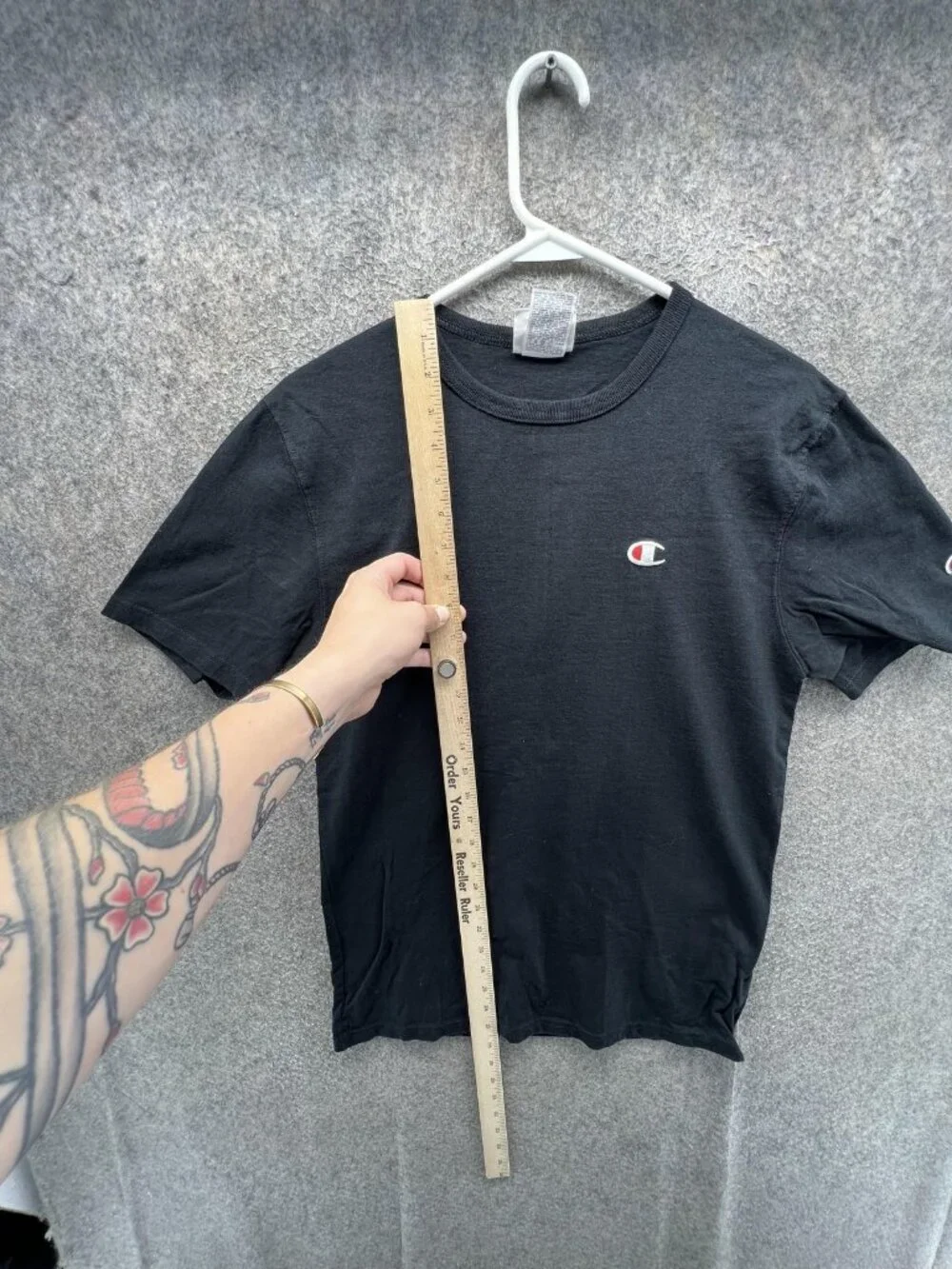 Champion Shirt Mens Small Black Small C Chest Logo Tee Casual Cotton y2k 2000s - Picture 4 of 12